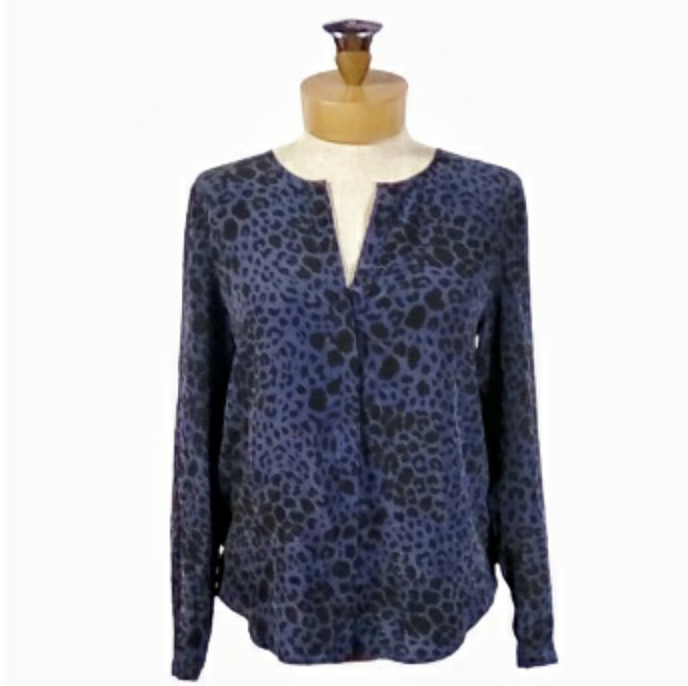 Max Studio Leopard Print Silk Button Down Blouse - image 1